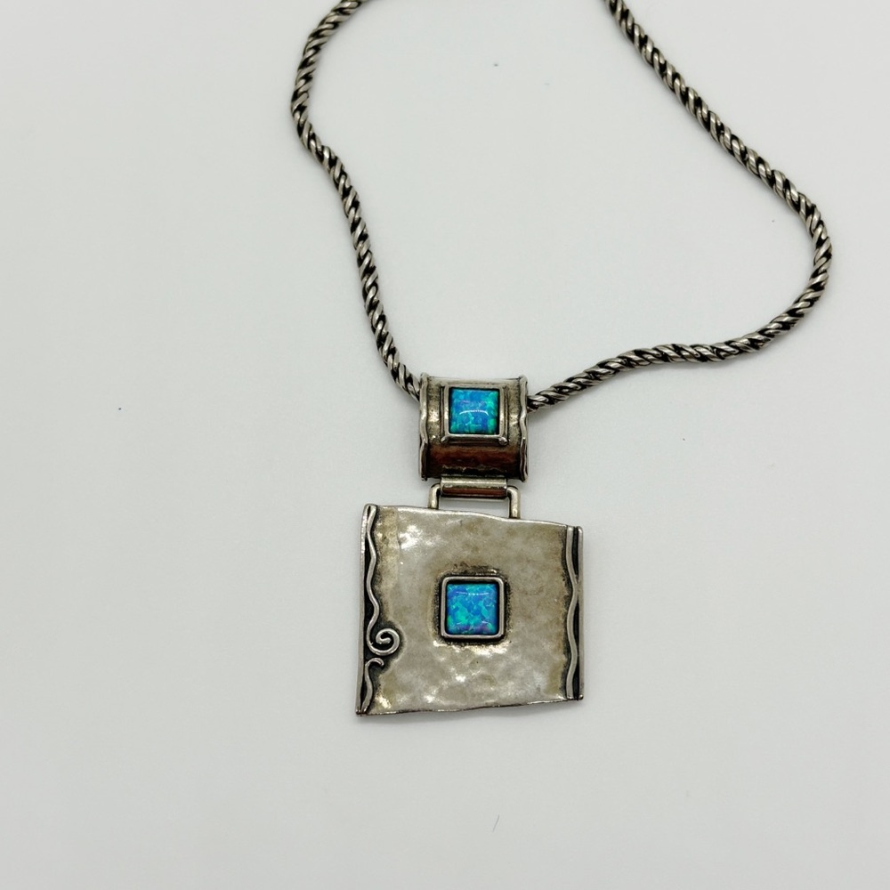 Silpada 925 sterling silver faux opal artisan pendant necklace N0951